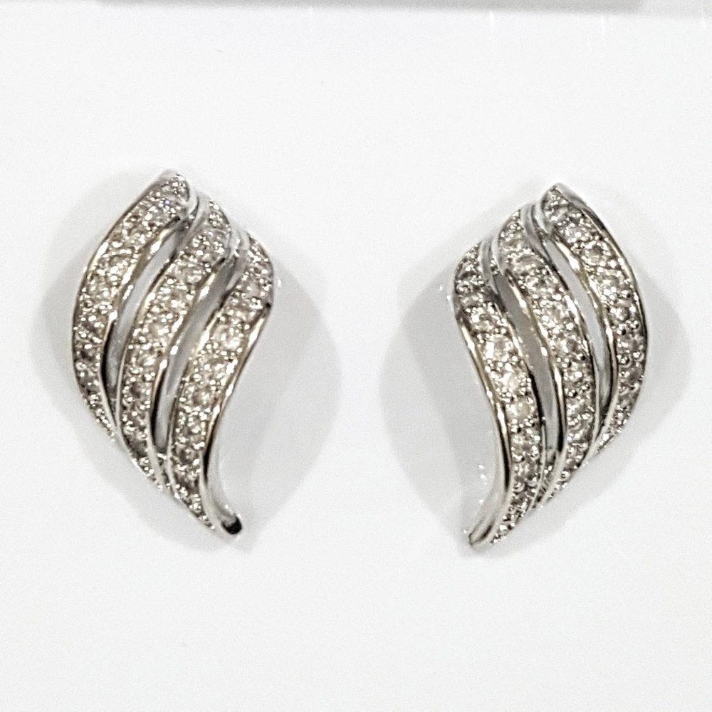 White-Gold Simulated Diamond Earrings